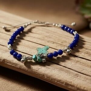 Turquoise and Silver Beaded Bracelet